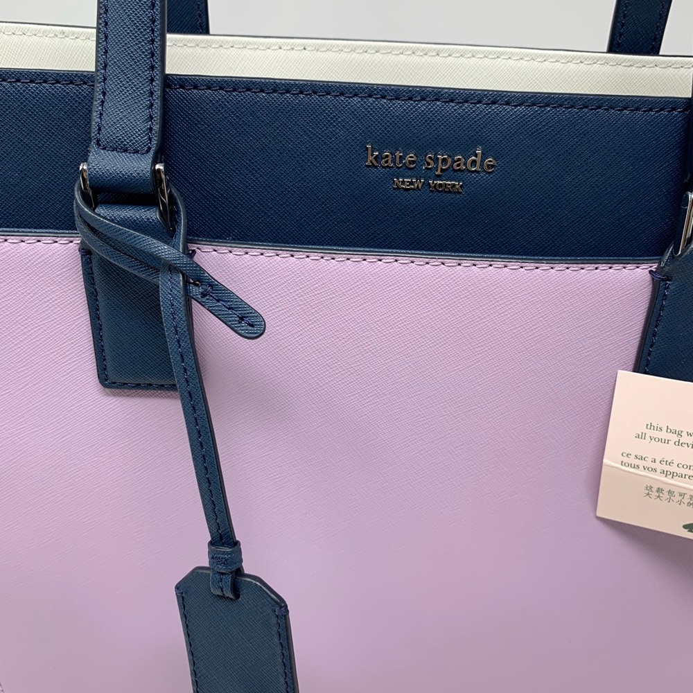 Kate spade Cameron laptop Tote Lavender White - Picture 2 of 8